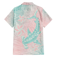 Baby Pink Gradient Polynesia Family Matching Tank Maxi Dress and Hawaiian Shirt Hawaiian Tribal Hammerhead Shark Tattoo LT14 - Polynesian Pride