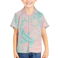 Baby Pink Gradient Polynesia Family Matching Tank Maxi Dress and Hawaiian Shirt Hawaiian Tribal Hammerhead Shark Tattoo LT14 Son's Shirt Baby Pink - Polynesian Pride