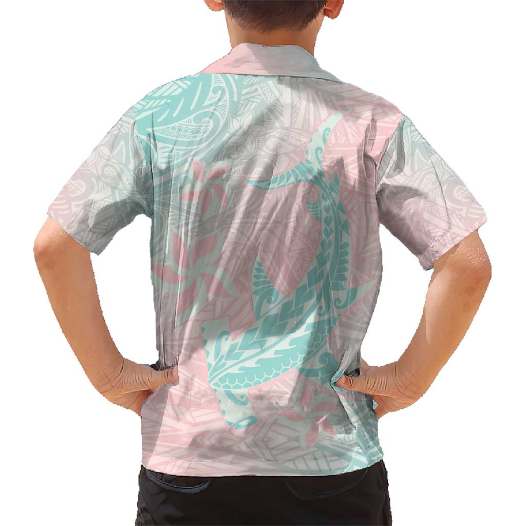 Baby Pink Gradient Polynesia Kid Hawaiian Shirt Hawaiian Tribal Hammerhead Shark Tattoo