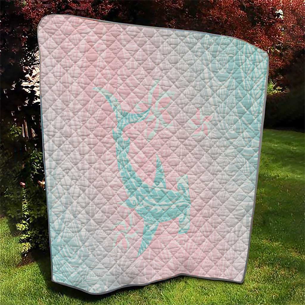 Baby Pink Gradient Polynesia Quilt Hawaiian Tribal Hammerhead Shark Tattoo LT14 - Polynesian Pride