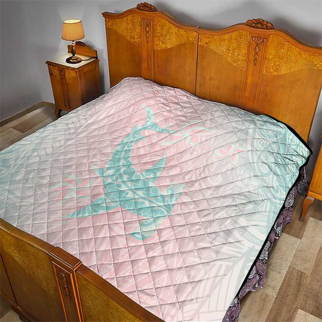 Baby Pink Gradient Polynesia Quilt Hawaiian Tribal Hammerhead Shark Tattoo LT14 - Polynesian Pride