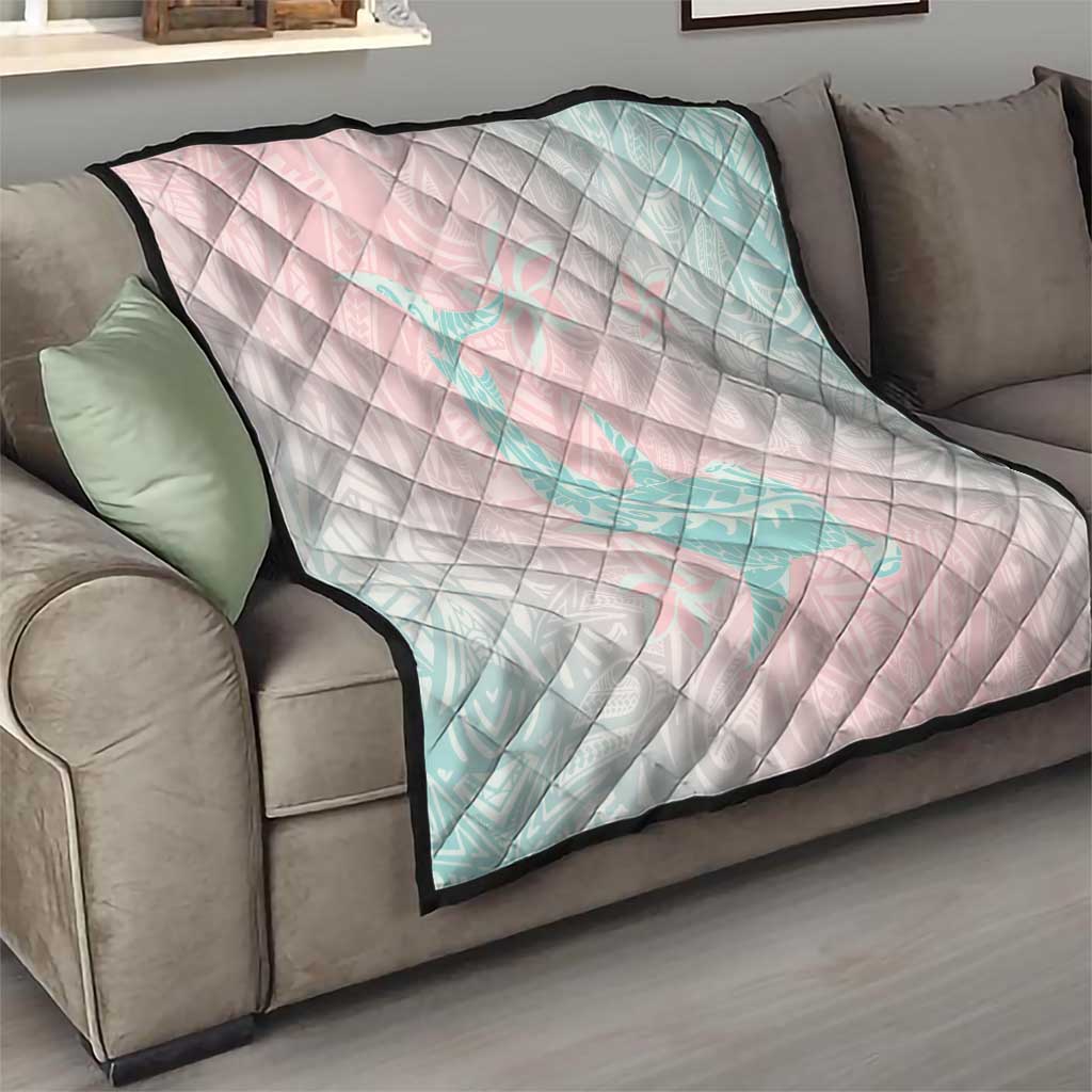 Baby Pink Gradient Polynesia Quilt Hawaiian Tribal Hammerhead Shark Tattoo LT14 - Polynesian Pride