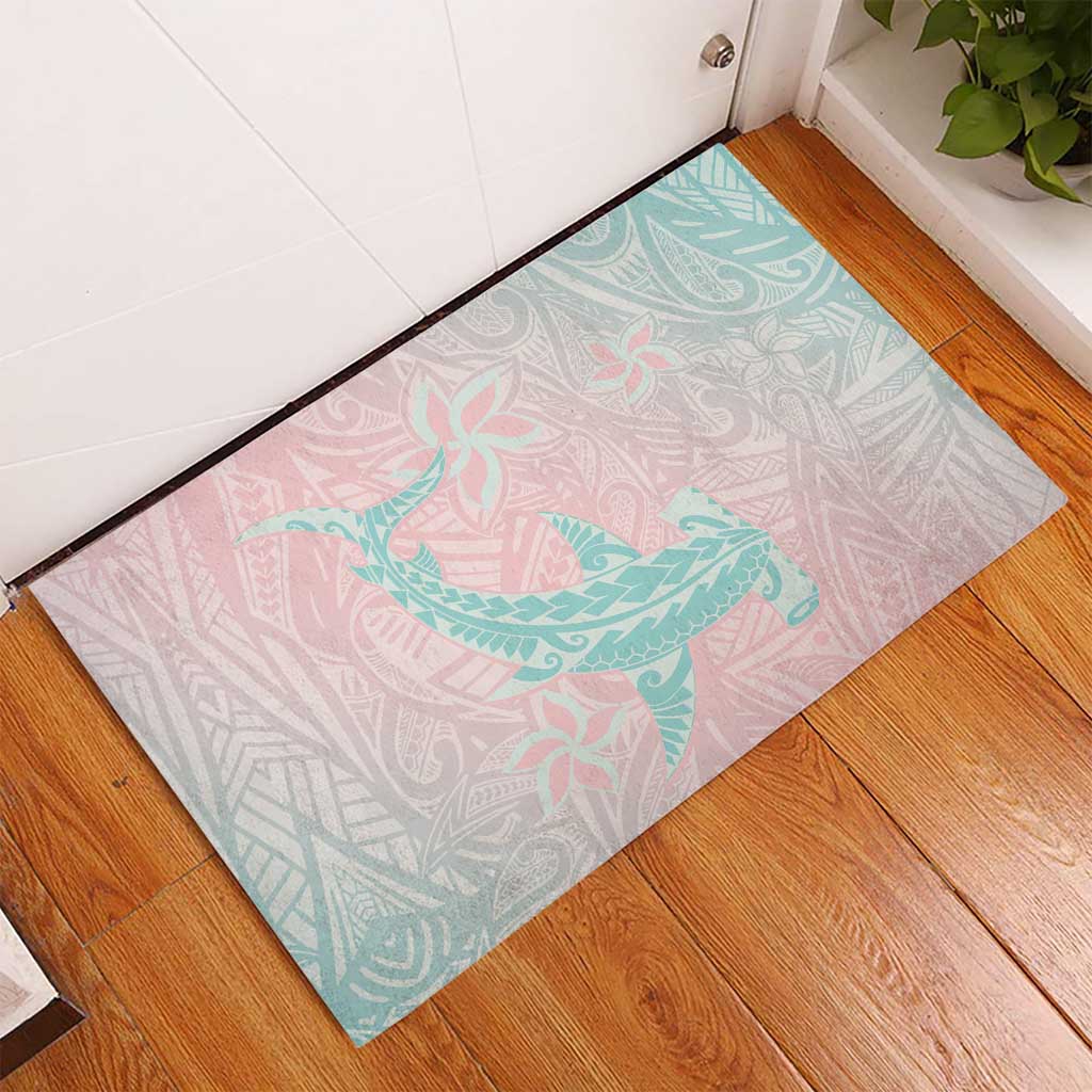 Baby Pink Gradient Polynesia Rubber Doormat Hawaiian Tribal Hammerhead Shark Tattoo