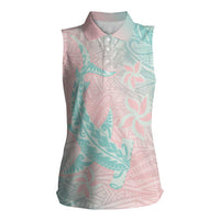 Baby Pink Gradient Polynesia Women Sleeveless Polo Shirt Hawaiian Tribal Hammerhead Shark Tattoo LT14 Female Baby Pink - Polynesian Pride
