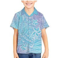Baby Blue Gradient Polynesia Family Matching Mermaid Dress and Hawaiian Shirt Hawaiian Tribal Hammerhead Shark Tattoo LT14 Son's Shirt Baby Blue - Polynesian Pride