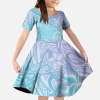 Baby Blue Gradient Polynesia Family Matching Off The Shoulder Long Sleeve Dress and Hawaiian Shirt Hawaiian Tribal Hammerhead Shark Tattoo LT14 Daughter's Dress Baby Blue - Polynesian Pride