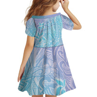 Baby Blue Gradient Polynesia Family Matching Off Shoulder Short Dress and Hawaiian Shirt Hawaiian Tribal Hammerhead Shark Tattoo LT14 - Polynesian Pride
