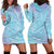 Baby Blue Gradient Polynesia Hoodie Dress Hawaiian Tribal Hammerhead Shark Tattoo