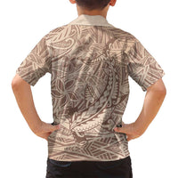 Pastel Brown Polynesia Family Matching Off Shoulder Maxi Dress and Hawaiian Shirt Hawaiian Tribal Hammerhead Shark Tattoo LT14 - Polynesian Pride