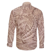 Pastel Brown Polynesia Family Matching Off Shoulder Maxi Dress and Hawaiian Shirt Hawaiian Tribal Hammerhead Shark Tattoo LT14 - Polynesian Pride
