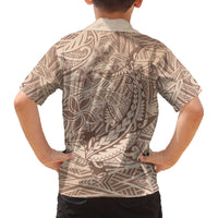 Pastel Brown Polynesia Family Matching Puletasi and Hawaiian Shirt Hawaiian Tribal Hammerhead Shark Tattoo LT14 - Polynesian Pride