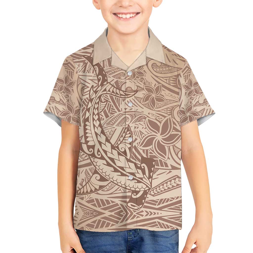Pastel Brown Polynesia Family Matching Summer Maxi Dress and Hawaiian Shirt Hawaiian Tribal Hammerhead Shark Tattoo LT14 Son's Shirt Pastel Brown - Polynesian Pride