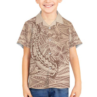 Pastel Brown Polynesia Family Matching Summer Maxi Dress and Hawaiian Shirt Hawaiian Tribal Hammerhead Shark Tattoo LT14 Son's Shirt Pastel Brown - Polynesian Pride