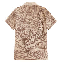 Pastel Brown Polynesia Family Matching Tank Maxi Dress and Hawaiian Shirt Hawaiian Tribal Hammerhead Shark Tattoo LT14 - Polynesian Pride