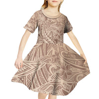 Pink Gradient Polynesia Kid Short Sleeve Dress Hawaiian Tribal Hammerhead Shark Tattoo