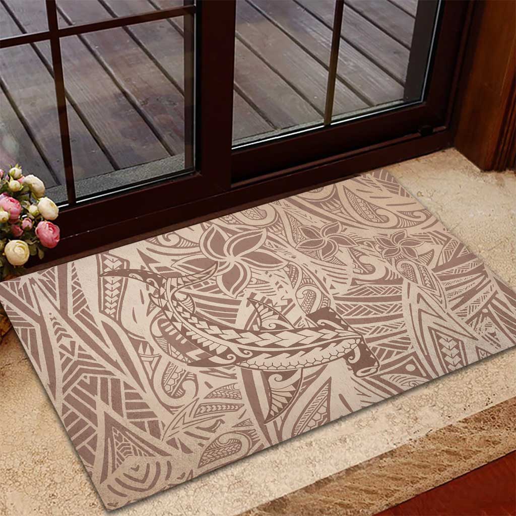 Pink Gradient Polynesia Rubber Doormat Hawaiian Tribal Hammerhead Shark Tattoo
