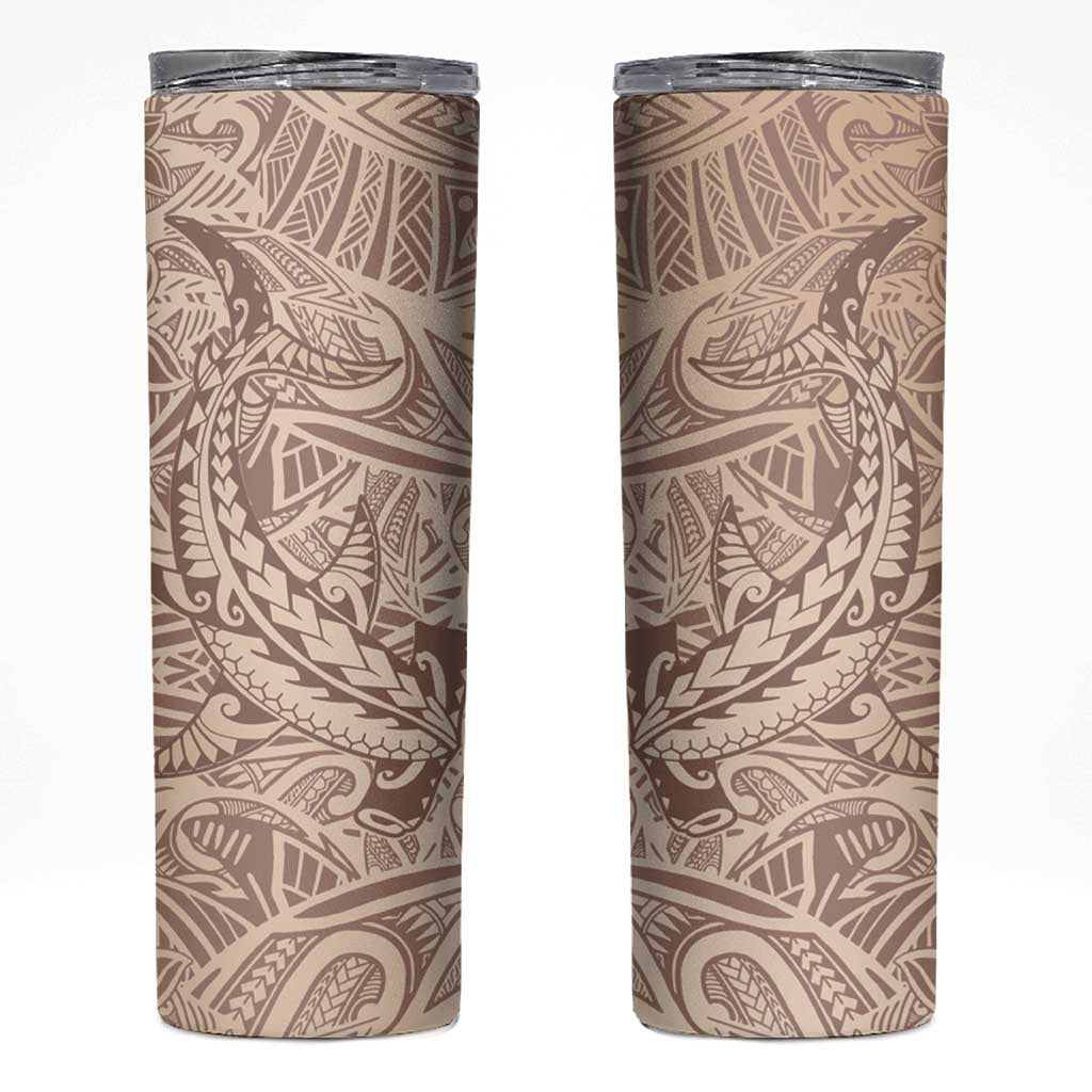 Pastel Brown Polynesia Skinny Tumbler Hawaiian Tribal Hammerhead Shark Tattoo LT14 Pastel Brown - Polynesian Pride