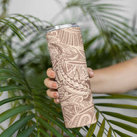 Pastel Brown Polynesia Skinny Tumbler Hawaiian Tribal Hammerhead Shark Tattoo LT14 - Polynesian Pride
