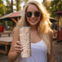Pastel Brown Polynesia Skinny Tumbler Hawaiian Tribal Hammerhead Shark Tattoo LT14 - Polynesian Pride
