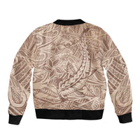 Pink Gradient Polynesia Sleeve Zip Bomber Jacket Hawaiian Tribal Hammerhead Shark Tattoo