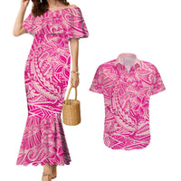 Beige Gradient Polynesia Couples Matching Mermaid Dress and Hawaiian Shirt Hawaiian Tribal Hammerhead Shark Tattoo LT14 Beige - Polynesian Pride