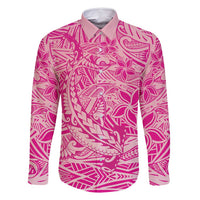 Beige Gradient Polynesia Family Matching Mermaid Dress and Hawaiian Shirt Hawaiian Tribal Hammerhead Shark Tattoo LT14 Dad's Shirt - Long Sleeve Beige - Polynesian Pride