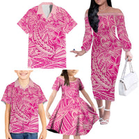 Beige Gradient Polynesia Family Matching Off The Shoulder Long Sleeve Dress and Hawaiian Shirt Hawaiian Tribal Hammerhead Shark Tattoo LT14 - Polynesian Pride