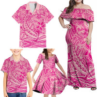 Beige Gradient Polynesia Family Matching Off Shoulder Maxi Dress and Hawaiian Shirt Hawaiian Tribal Hammerhead Shark Tattoo LT14 - Polynesian Pride