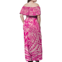 Beige Gradient Polynesia Family Matching Off Shoulder Maxi Dress and Hawaiian Shirt Hawaiian Tribal Hammerhead Shark Tattoo LT14 - Polynesian Pride