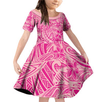Beige Gradient Polynesia Family Matching Off Shoulder Short Dress and Hawaiian Shirt Hawaiian Tribal Hammerhead Shark Tattoo LT14 Daughter's Dress Beige - Polynesian Pride
