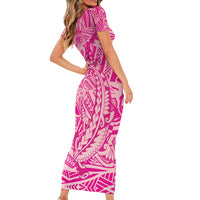 Beige Gradient Polynesia Family Matching Short Sleeve Bodycon Dress and Hawaiian Shirt Hawaiian Tribal Hammerhead Shark Tattoo LT14 - Polynesian Pride
