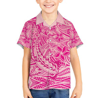 Beige Gradient Polynesia Kid Hawaiian Shirt Hawaiian Tribal Hammerhead Shark Tattoo LT14 Kid Beige - Polynesian Pride