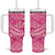 Beige Gradient Polynesia Tumbler With Handle Hawaiian Tribal Hammerhead Shark Tattoo