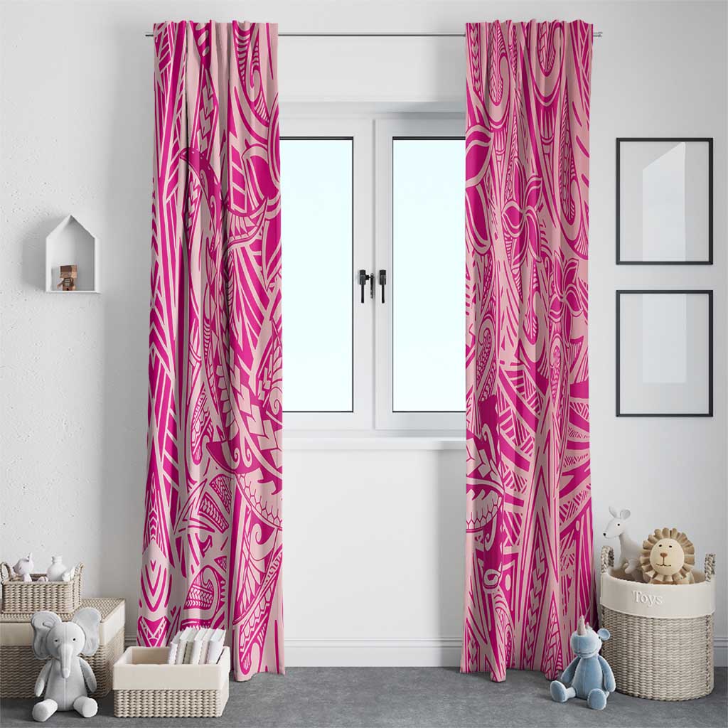 Beige Gradient Polynesia Window Curtain Hawaiian Tribal Hammerhead Shark Tattoo
