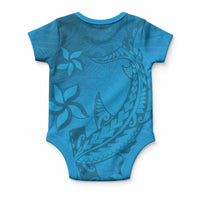Blue Gradient Polynesia Baby Onesie Hawaiian Tribal Hammerhead Shark Tattoo