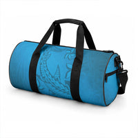Blue Gradient Polynesia Duffle Bag Hawaiian Tribal Hammerhead Shark Tattoo
