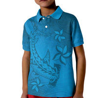 Blue Gradient Polynesia Kid Polo Shirt Hawaiian Tribal Hammerhead Shark Tattoo LT14 Kid Blue - Polynesian Pride