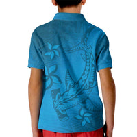 Blue Gradient Polynesia Kid Polo Shirt Hawaiian Tribal Hammerhead Shark Tattoo LT14 - Polynesian Pride