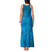 Blue Gradient Polynesia Tank Maxi Dress Hawaiian Tribal Hammerhead Shark Tattoo LT14 - Polynesian Pride