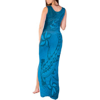 Blue Gradient Polynesia Tank Maxi Dress Hawaiian Tribal Hammerhead Shark Tattoo LT14 - Polynesian Pride