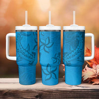 Blue Gradient Polynesia Tumbler With Handle Hawaiian Tribal Hammerhead Shark Tattoo LT14 - Polynesian Pride