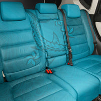 Dark Cyan Gradient Polynesia Back Car Seat Cover Hawaiian Tribal Hammerhead Shark Tattoo