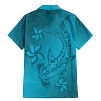 Dark Cyan Gradient Polynesia Family Matching Mermaid Dress and Hawaiian Shirt Hawaiian Tribal Hammerhead Shark Tattoo LT14 - Polynesian Pride