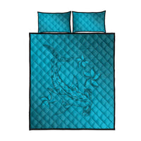 Dark Cyan Gradient Polynesia Quilt Bed Set Hawaiian Tribal Hammerhead Shark Tattoo LT14 - Polynesian Pride