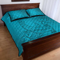 Dark Cyan Gradient Polynesia Quilt Bed Set Hawaiian Tribal Hammerhead Shark Tattoo LT14 - Polynesian Pride