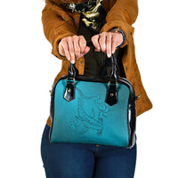 Dark Cyan Gradient Polynesia Shoulder Handbag Hawaiian Tribal Hammerhead Shark Tattoo LT14 One Size Dark Cyan - Polynesian Pride