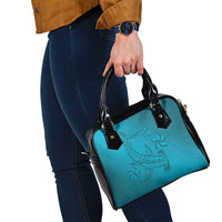 Dark Cyan Gradient Polynesia Shoulder Handbag Hawaiian Tribal Hammerhead Shark Tattoo LT14 - Polynesian Pride
