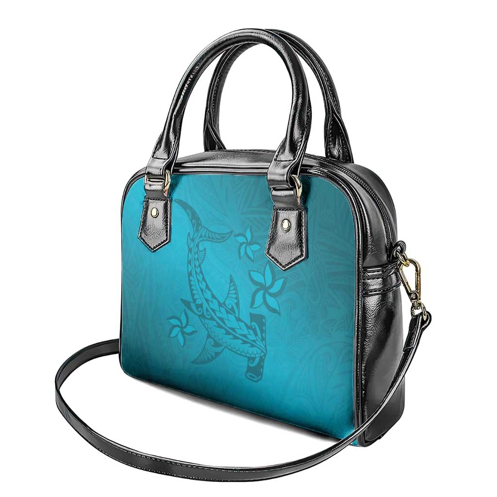 Dark Cyan Gradient Polynesia Shoulder Handbag Hawaiian Tribal Hammerhead Shark Tattoo LT14 - Polynesian Pride