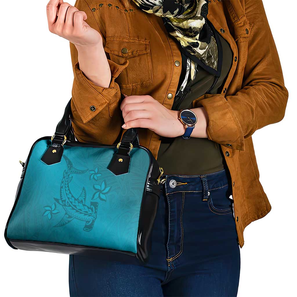 Dark Cyan Gradient Polynesia Shoulder Handbag Hawaiian Tribal Hammerhead Shark Tattoo LT14 - Polynesian Pride