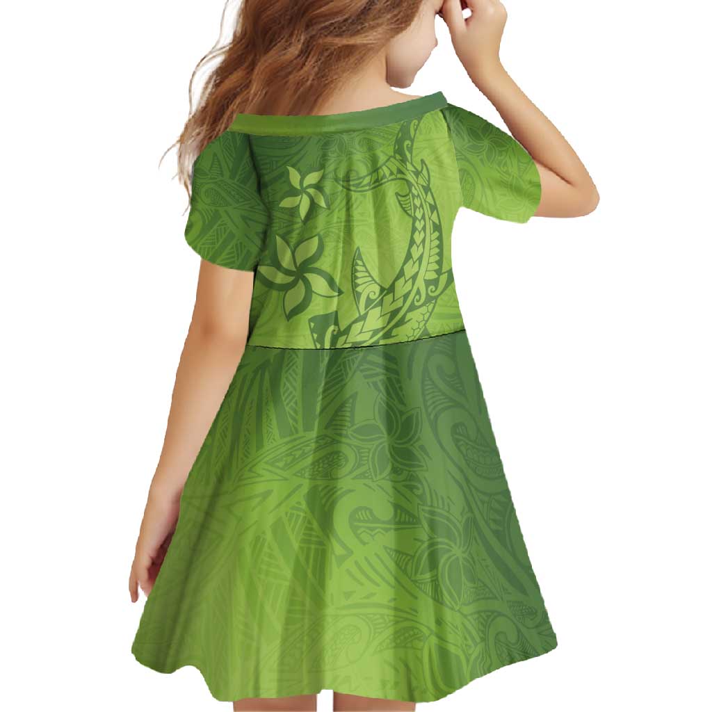 Green Gradient Polynesia Family Matching Off Shoulder Maxi Dress and Hawaiian Shirt Hawaiian Tribal Hammerhead Shark Tattoo LT14 - Polynesian Pride